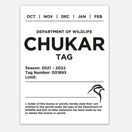 Chukar Chasers Chuk Tag- Decal (3" x 4") 2021-2022